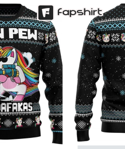 Unicorn Pew Pew Ugly Christmas Sweater, Pew…