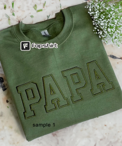 EMBROIDERED Neutral Papa Sweatshirt, Dad Shirt with…