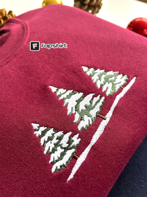 Snow Trees Embroidered Sweatshirt