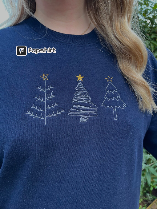 Christmas Trees Embroidered Sweatshirt