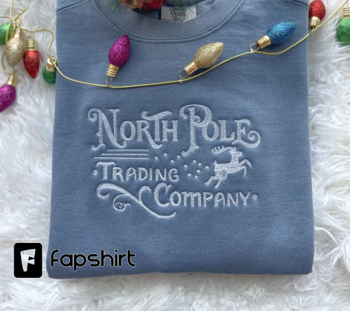 Vintage North Pole Trading Co | Comfort Colors | Christmas Gift | Merry Christmas | Embroidered Crewneck