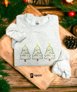 Christmas Tree Embroidered Sweatshirt | Christmas Embroidered…