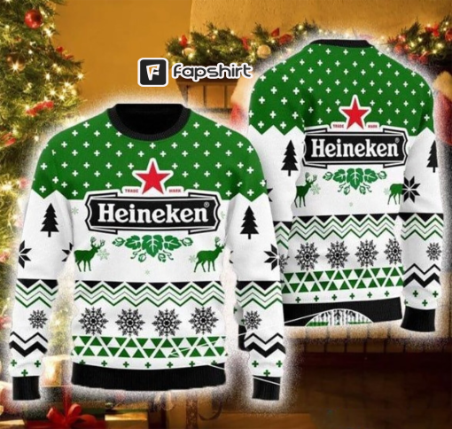 Heineken Beer Christmas Ugly Sweater/ Deer Heineken Sweater 3D All Over Print Xmas Gift , Beer Lovers Sweater For