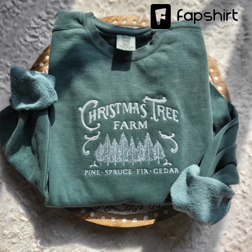 Christmas sweatshirt Comfort Colors | Christmas Tree Embroidered Sweatshirt