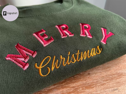 Retro Merry Christmas Embroidered Jumper, Unisex, Holidays Sweater, Stocking Filler, Vintage Festive Sweatshirt, Embroidery, 50s, Gift Ideas