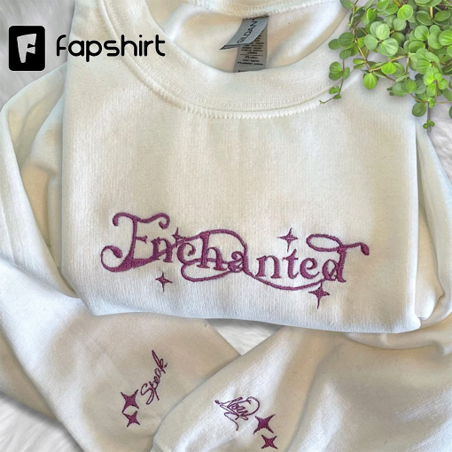 Enchanted Embroidered Sweatshirt/ T-shirt/ Hoodie, Taylor Swift Embroidered Crewneck, Speak Now on Sleeve