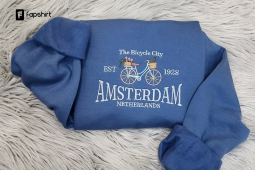 Amsterdam Embroidered Sweatshirt – Vintage Embroidered Amsterdam Sweatshirt or Hooded Sweatshirt