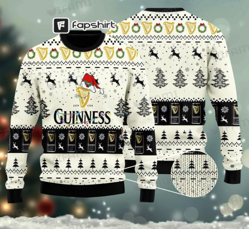 Guinness Christmas Sweater Santa Hat Guinness Beer Gift/ Guinness Whiskey Sweater/ Wine Lover Xmas Gift