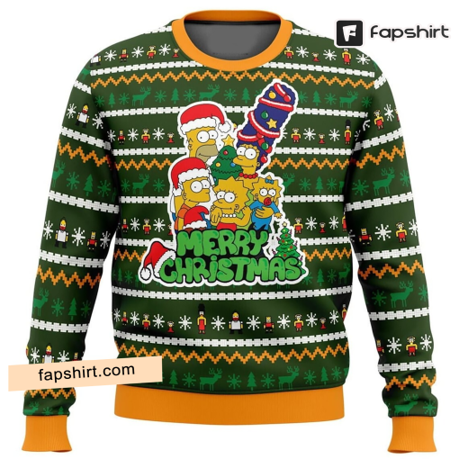 Family Tradition Christmas The Simpsons Ugly Sweater, The Simpsons Sweater,Simpson Family Hoodie, Bart Simpson Xmas Sweater, Movie Red Brown