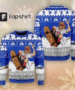 Jesus Skateboarding Christmas Ugly Christmas Sweater For…