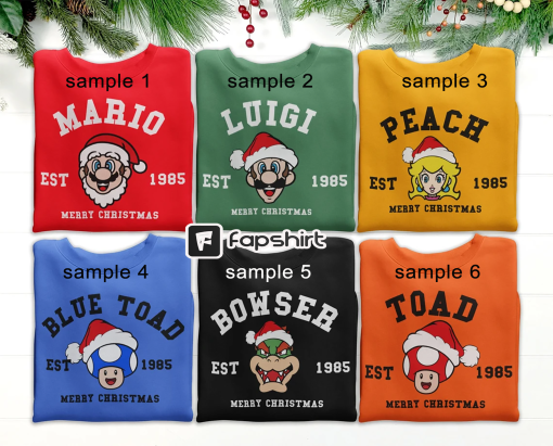 Super Mario Christmas Shirt, Super Mario Shirt, Super Mario Family Shirt, Mario & Friend Party Matching Tee, Mario Christmas Gift