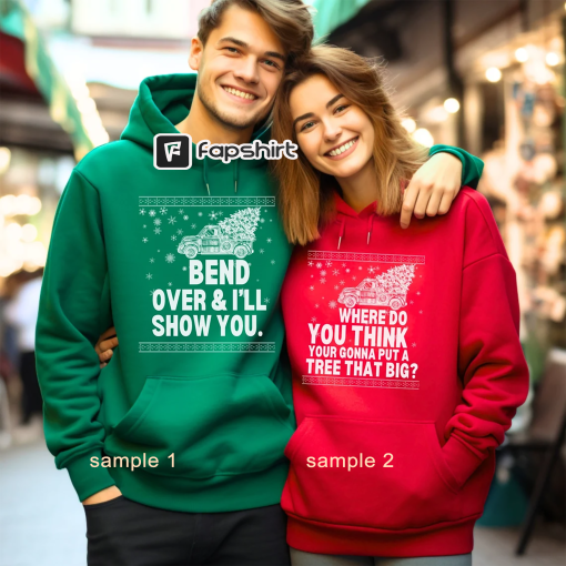 Bend Over and I’ll Show You Christmas Couple Matching Sweatshirt, Christmas Vacation Shirt, Griswold Family T-Shirt, Cute Christmas Tree Tee