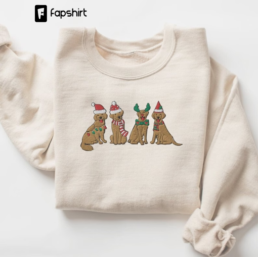 EMBROIDERED Christmas Dog Sweatshirt, Christmas Dog Crewneck, Christmas gift for dog lovers, Christmas dog shirt, gift for dog mom