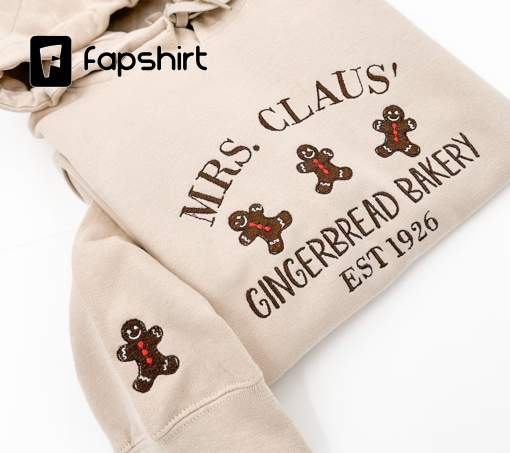 Christmas Embroidery Crewneck jumper,Mrs Claus gingerbread barkey sweatshirt, christmas gift,