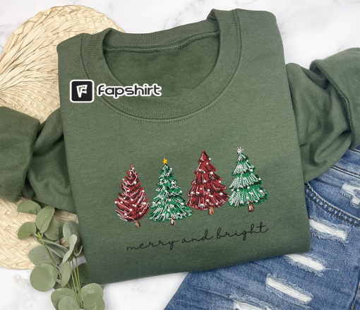 Embroidered Christmas Sweatshirt, Embroidered Christmas Tree Sweatshirt, Christmas Tree Sweatshirt, Embroidered Sweatshirt, Christmas Gift