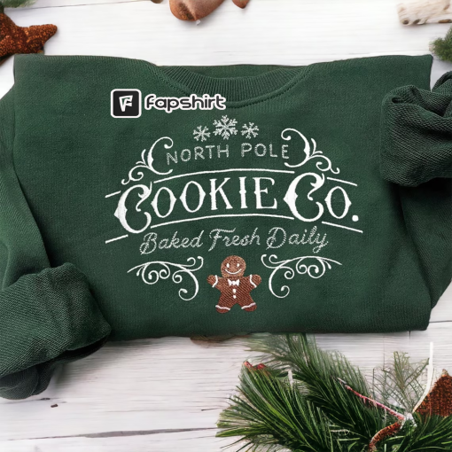 North Pole Cookie Co embroidered sweatshirt Christmas present Christmas season gifts Christmas Embroidered Hoodie Christmas T-shirt