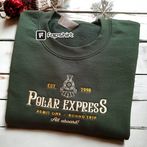 Polar Express Christmas Embroidered Sweatshirt Christmas embroidery Sweatshirt Polar Express Crewneck Vintage Christmas Crewneck