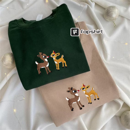 Christmas Embroidered Sweatshirt, Christmas Reindeer Sweatshirt, Retro Christmas Sweatshirt, Vintage Christmas Sweatshirt, Christmas Gift