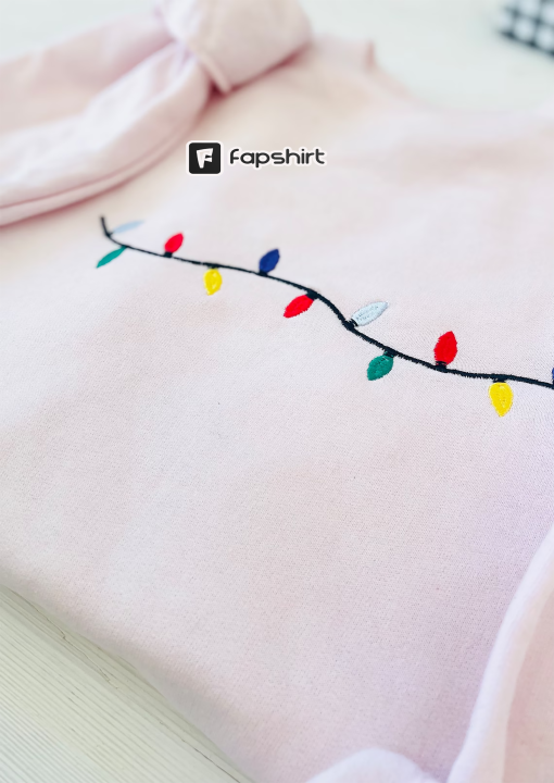 Christmas Lights Sweatshirt, Christmas Embroidered Sweatshirt, Christmas Sweatshirt, Embroidered Christmas Sweatshirt, Festive Sweatshirt