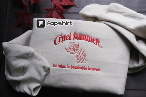 Cruel Summer TS Embroidered Sweatshirt, Hoodie, Swifties Gift, Taylor Swift-inspired embroidered sweatshirt,pop culture y2k shirt