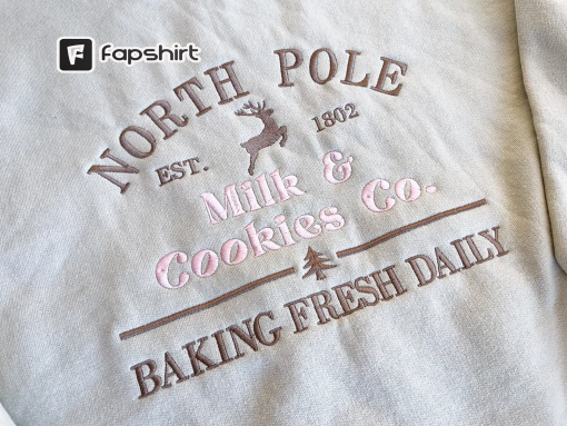 North Pole Cookie Co Sweatshirt, Embroidered Cookie Co Sweatshirt, Christmas Embroidered Sweatshirt, Custom Crewneck, Winter Season, Holiday