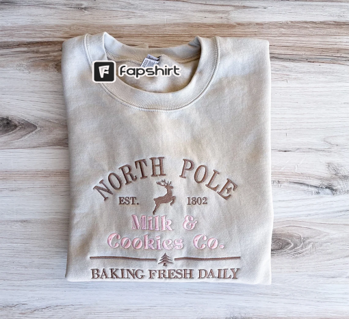 North Pole Cookie Co Sweatshirt, Embroidered Cookie Co Sweatshirt, Christmas Embroidered Sweatshirt, Custom Crewneck, Winter Season, Holiday