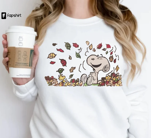 Fall Snoopy Sweatshirt, Snoopy Autumn Leaves Pumpkin Sweatshirt,Dog Pumpkins shirt, Fall Unisex Sweatshirt