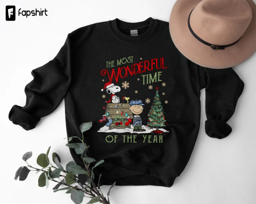 The Snoopy – The Most Wonderful Time Of The Year Sweatshirt, Charlie and the Snoopy Show, Christmas Cartoon Dog Sweatshirt, Christmas Gift.