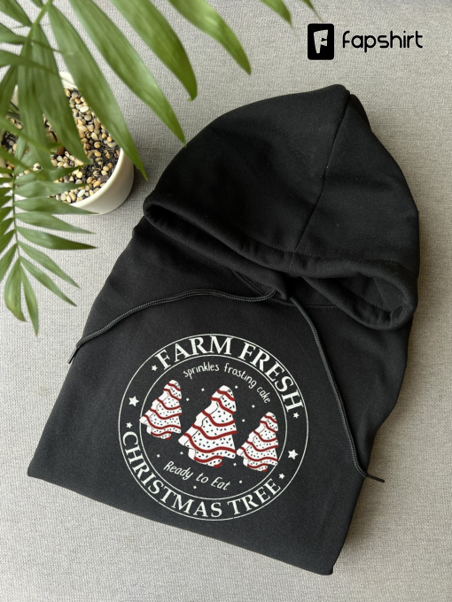 Farm Fresh Christmas Tree Sweatshirt, Christmas Tree Cake Sweatshirt, Christmas Cake Shirt, Christmas Crewneck, Womens Christmas Sweater