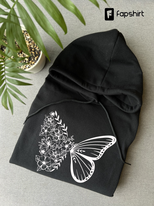 Butterfly Hoodie, Floral Butterfly Sweatshirt, Butterfly Lover Tee, Animal Sweatshirt, Animal Lover Gift, Butterfly Graphic Sweatshirt