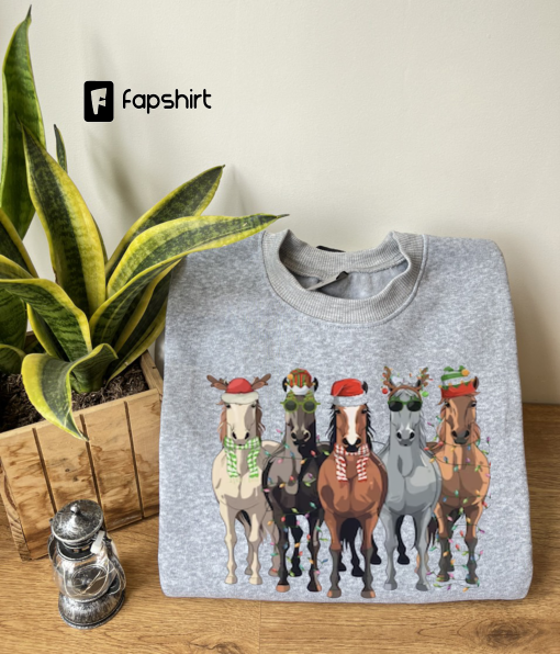 Horse Christmas Sweatshirt, Western Christmas Horse Shirt, Womens Christmas Sweater, Funny Christmas Shirt, Horse Lover Gift,Holiday Sweater