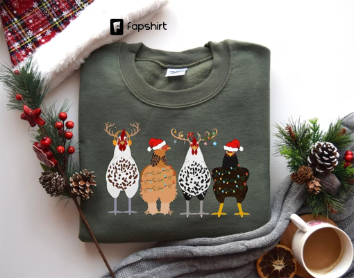 Christmas Chickens Sweatshirt, Funny Chickens Sweater, Funny Animal Shirt, Cute Farmer Shirt, Christmas Country Shirt, Farm Gift for Women