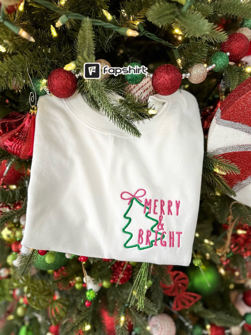 Merry & Bright Machine Embroidery sweatshirt