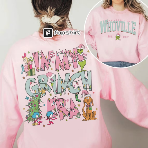 Retro Whoville University Sweatshirt, In my Grinch Era Shirt, Grinch Christmas Sweatshirt, Grinch Christmas Gift, Christmas Sweater