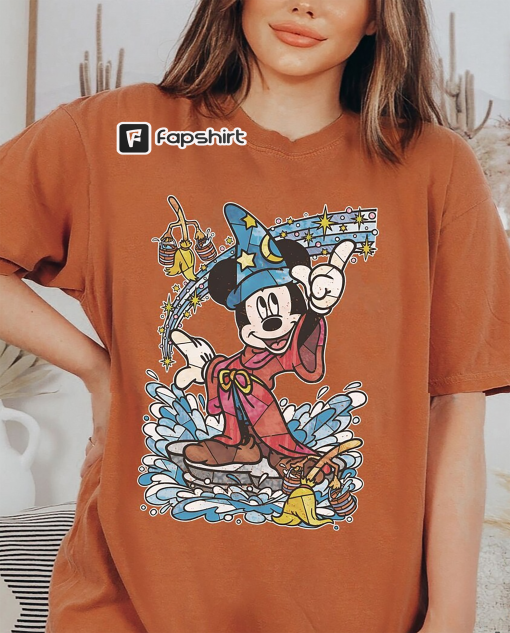 Disney Fantasia Sorcerer Comfort Color Shirt, Mickey Mouse Magic Wizard Retro Shirt, Magic Kingdom Shirt, Disney Family Trip Shirt, – ATS