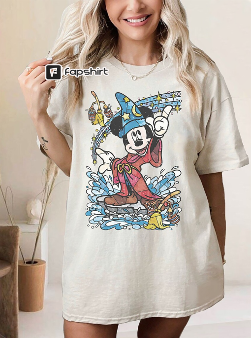 Disney Fantasia Sorcerer Comfort Color Shirt, Mickey Mouse Magic Wizard Retro Shirt, Magic Kingdom Shirt, Disney Family Trip Shirt, – ATS