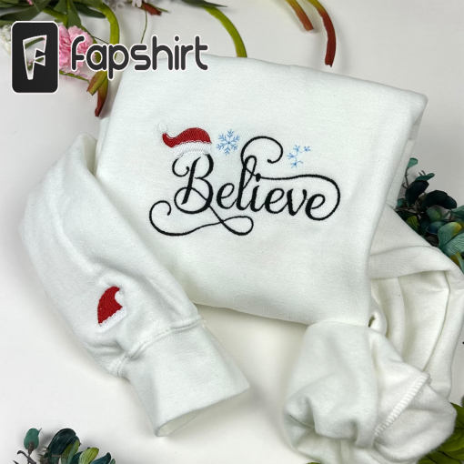 Christmas Sweatshirt Embroidered – Sweatshirts- Embroidered Sweatshirts – Christmas – Believe Santa