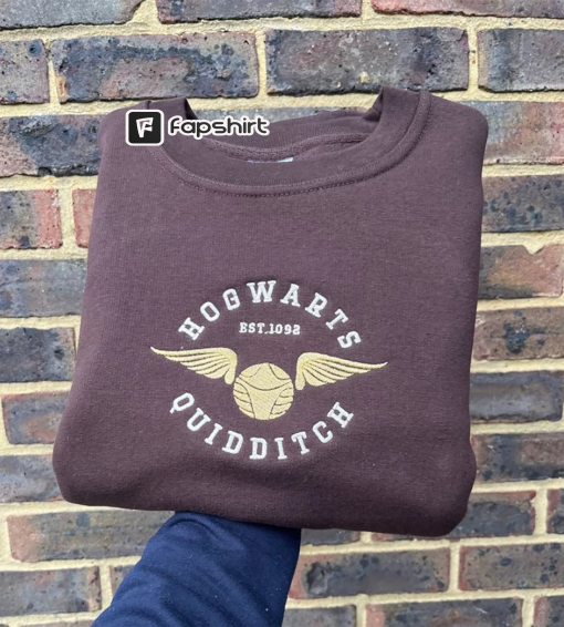 Harry Potter Quidditch Embroidered Sweatshirt, Embroidered Hogwarts Sweatshirt, HP Wizard School Shirt, Potter Group Sweater, Harry Magic