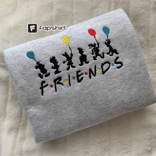 Friends Embroidered Sweatshirt, Embroidered hoodie, Couple Matching Hoodie Couple Gift, Cartoon Embroidered Sweatshirt