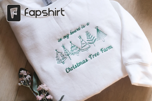 Christmas Tree Farm TS Embroidered Sweatshirt, Christmas Swifties gift crewneck, Christmas Swifties,My heart is a Christmas tree farm 1989