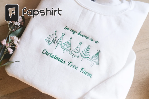 Christmas Tree Farm TS Embroidered Sweatshirt, Christmas Swifties gift crewneck, Christmas Swifties,My heart is a Christmas tree farm 1989