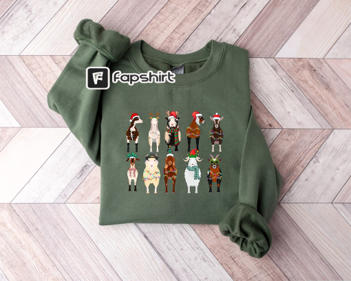 Goat Christmas Sweatshirt, Goat Lover Christmas Sweater, Barn Animals Christmas Shirt, Farmer Christmas Shirt, Christmas Animals Lover Gifts