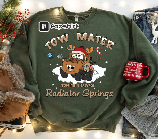 Disney Cars Christmas Shirt, Tow Mater Radiator Springs Christmas Sweatshirt, Disney Cars Land Trip Christmas Hoodie, Disneyland Holiday Tee