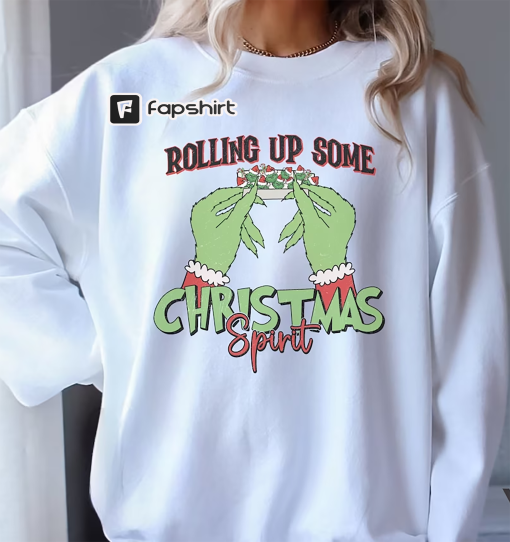 Rolling Up Some Christmas Spirit Sweatshirt, Funny Xmas Sweatshirt, Retro Christmas, Vintage Inspired Trendy Christmas