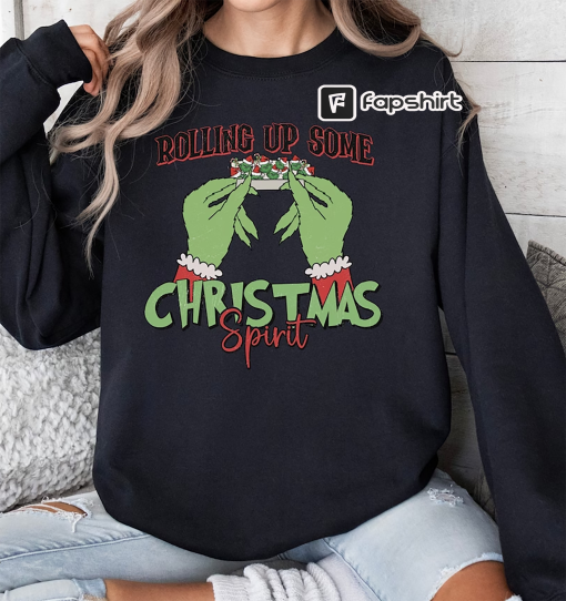 Rolling Up Some Christmas Spirit Sweatshirt, Funny Xmas Sweatshirt, Retro Christmas, Vintage Inspired Trendy Christmas