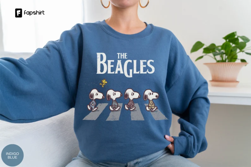 Snoopy Shirt, The Beagles Sweatshirt, Abbey Road Inspired Shirt, Fall Dogs Shirt, Funny Beatles Inspired Apparel, Cartoon Sweater, Snoopy