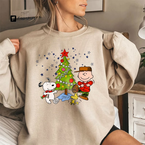 Charlie and the Snoopy Christmas Sweatshirt, Christmas Cartoon Dog Sweatshirt, Vintage Sweatshirt, Christmas Gift, Cute Snoopy Christmas