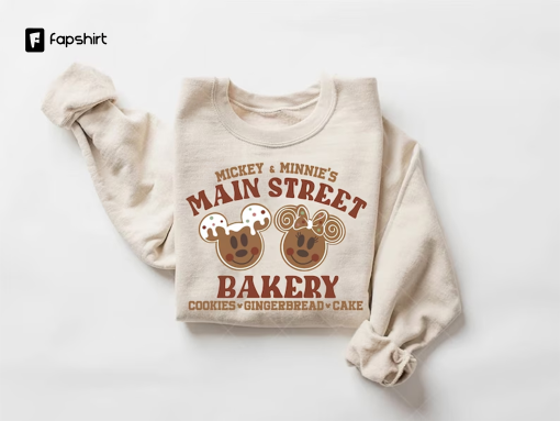 Minnie & Mickey Main Street Bakery Shirt, Christmas Gingerbread Shirt Sweatshirt, Disney Winter Hoodie, Disney Christmas Cookies Shirt Gift