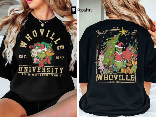 Retro Whoville University Sweatshirt, Whoville Sweatshirt, Grinch Christmas Sweatshirt, Grinchmas Shirt, Christmas Sweater, Christmas Gift