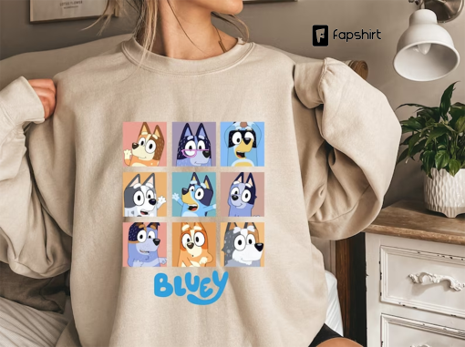 Bluey Show Sweatshirt, Bluey Family Hoodie, Heeler Bluey Clothing, Animated Character Apparel, Bandit Bluey Sweatshirt, Bluey Cartoon Hoodie